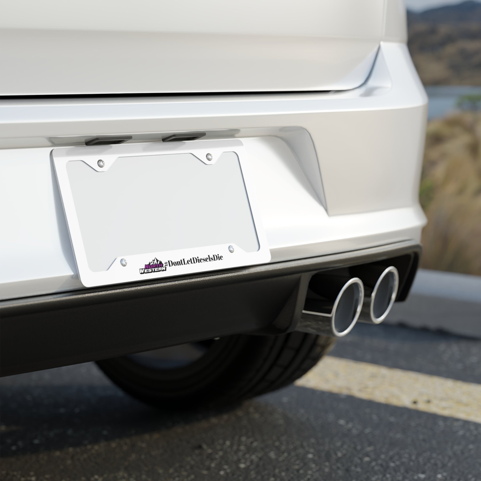 Chrome Metal License Plate Frame — "DontLetDieselsDie" Logo Accent
